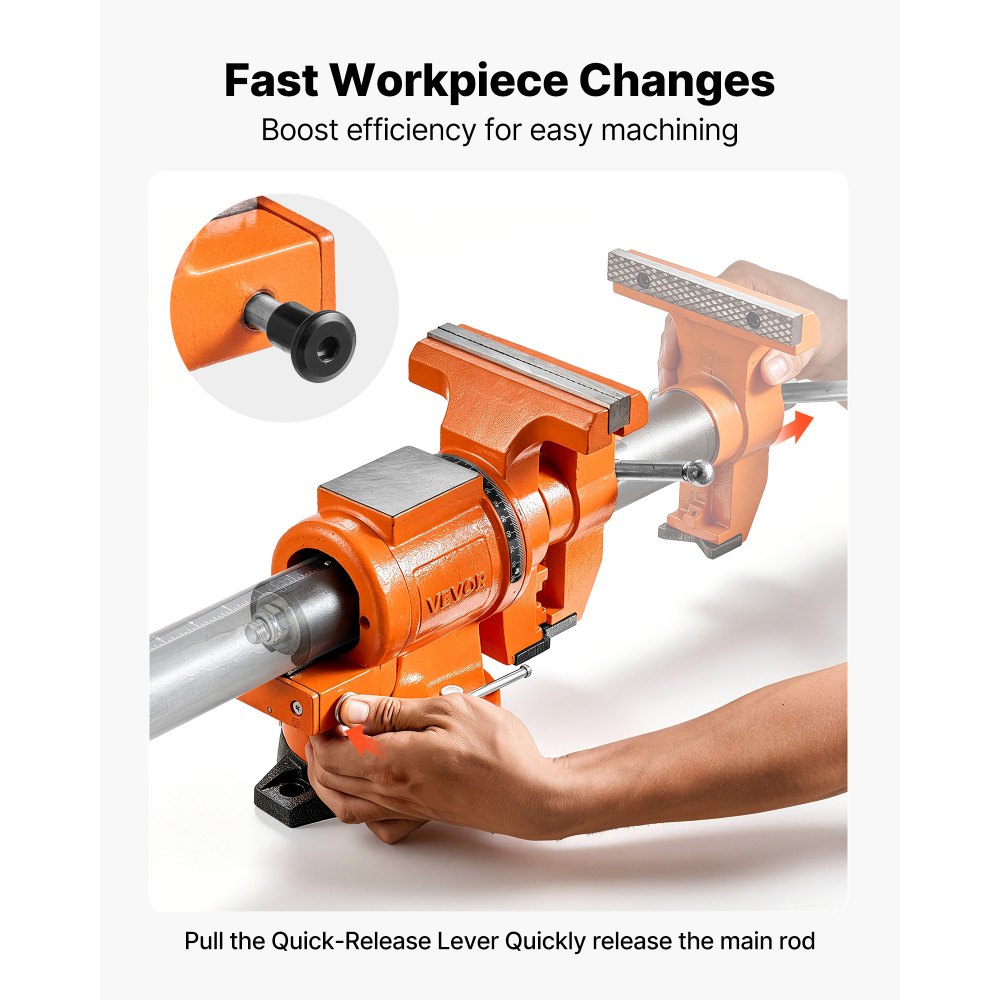 VEVOR Heavy Duty Bench Vise, 150 mm Jaw Width, Double Swivel Rotating Multi-Purpose Bench Vise, with 360° Locking Swivel Base Head, 71 mm Throat Depth, 155mm Max Jaw Opening, for Drilling Pipe Cutting