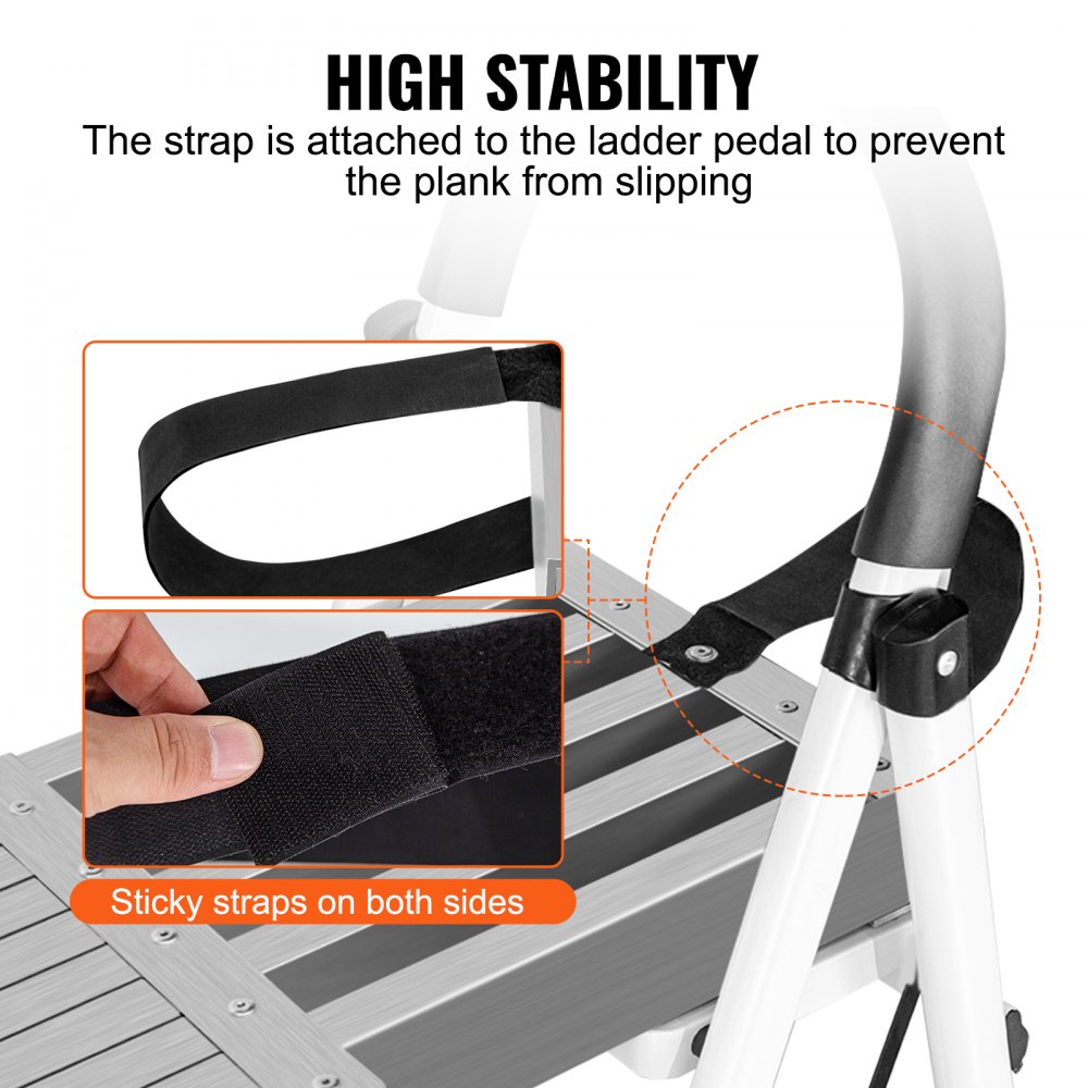 VEVOR Teleskop-Arbeitsplanke aus Aluminium, 2,4–3,9 m, 227 kg Tragkraft, 31,8 cm breites Aluminium-Gerüstbrett, Verlängerungs-Bühnenbrett mit rutschfester Plattform, Gerüstleiter-Zubehör