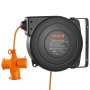 VEVOR Retractable Extension Cord Reel 15 M Heavy Duty 16AWG / 3C Orange, for Ceiling/Wall Mount, Overheat Protection, Automatic Retractable Power Cord, Lighted Triple Tap, with 180° Swivel Bracket