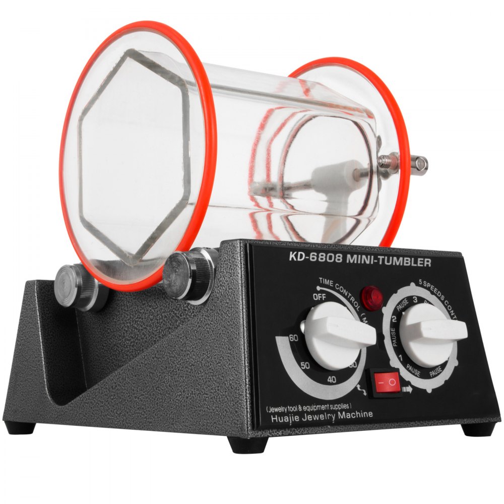 VEVOR Polierer Poliertrommel aus zähem Polycarbonat 3 Kg Oberflächenpolierer 45 W Schmuck Polieren Dreh-Tumble Labor Kugelmühle rutschfest