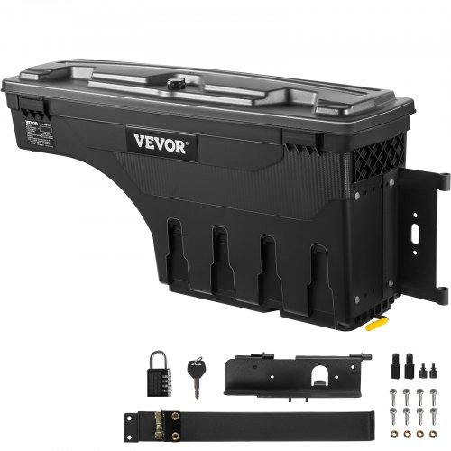 VEVOR LKW-Ladefläche Aufbewahrungsbox, abschließbarer Deckel, wasserdichte ABS-Radkasten Werkzeugkasten mit Passwort-Vorhängeschloss, kompatibel mit Tundra 2007-2021, Beifahrerseite, Schwarz