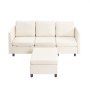 VEVOR Ecksofa Eckcouch Schlafsofa mit verstecktem Stauraum, Couch mit Ottomane & hochelastischem Schaumstoff, gepolstertes Sofa (3 Sitzer) mit Massivholzrahmen für Wohnzimmer Schlafzimmer, Beige