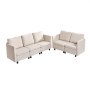 VEVOR Ecksofa Eckcouch Schlafsofa mit verstecktem Stauraum, modularer Couch mit hochelastischem Schaumstoff, gepolstertes Sofa (5 Sitzer) mit Massivholzrahmen für Wohnzimmer Schlafzimmer, Beige