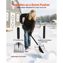 VEVOR Schneeschaufel, 400 mm breite Schneeräumer aus Aluminiumlegierung, Schneeschieber, Schneeschippe, Schneeschüppet, abnehmbares & leichtes Schneeräumwerkzeug für Garten, Auto, Camping