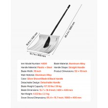 VEVOR Schneeschaufel, 400 mm breite Schneeräumer aus Aluminiumlegierung, Schneeschieber, Schneeschippe, Schneeschüppet, abnehmbares & leichtes Schneeräumwerkzeug für Garten, Auto, Camping