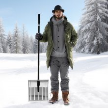 VEVOR Schneeschaufel, 400 mm breite Schneeräumer aus Aluminiumlegierung, Schneeschieber, Schneeschippe, Schneeschüppet, abnehmbares & leichtes Schneeräumwerkzeug für Garten, Auto, Camping