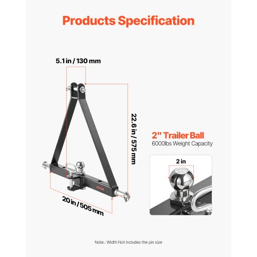 VEVOR Anhängerkupplungsverlängerung – 7 Zoll (17,78 Cm), Für 2-Zoll-Kupplungen, 1,81 T Zuglast