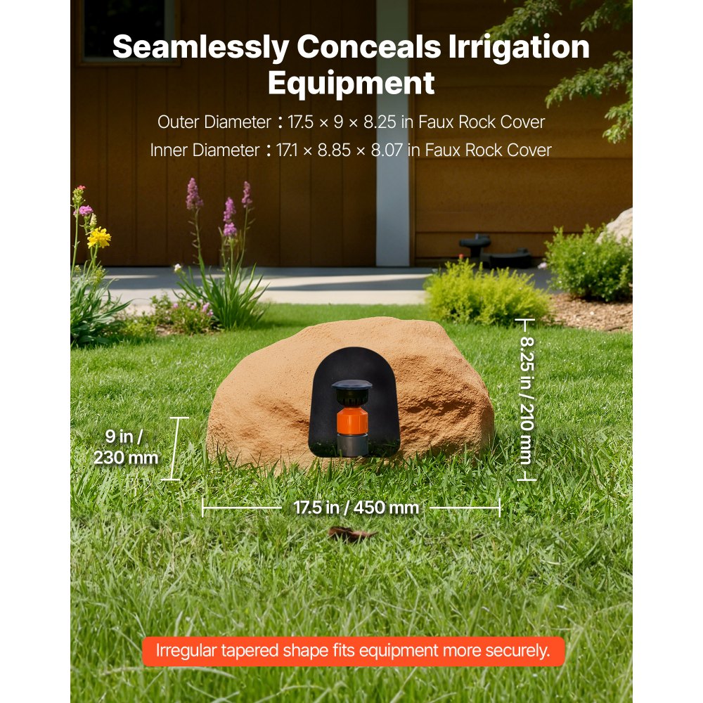 VEVOR Abdeckfelsen Gartenfelsen Kunstfelsen Stein Optik Gelb 450x230x210 mm, für Pumpen, Schaltkästen, Schachtabdeckungen Sprinklerventile, Gartendekor Trafohaus, HDPE-Material, Leicht & Wetterbeständig