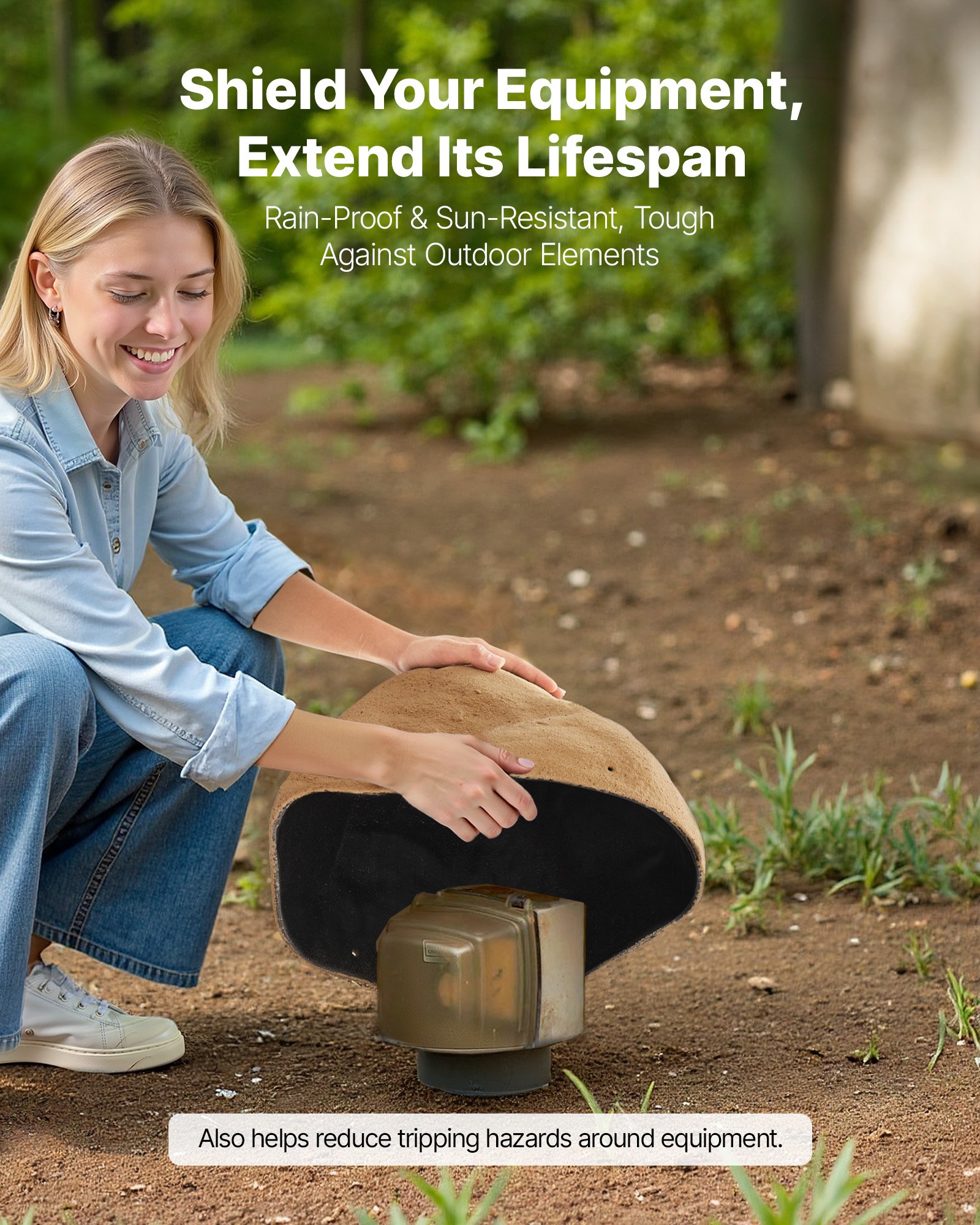 VEVOR Abdeckfelsen, Kunstabdeckung für Außenbereich, realistische Steinoptik, Gartenfelsen, Kunstfelsen aus Polyresin für Landschaftsgestaltung, Gartendekor, Sandfarbe, 410 x 390 x 260 mm