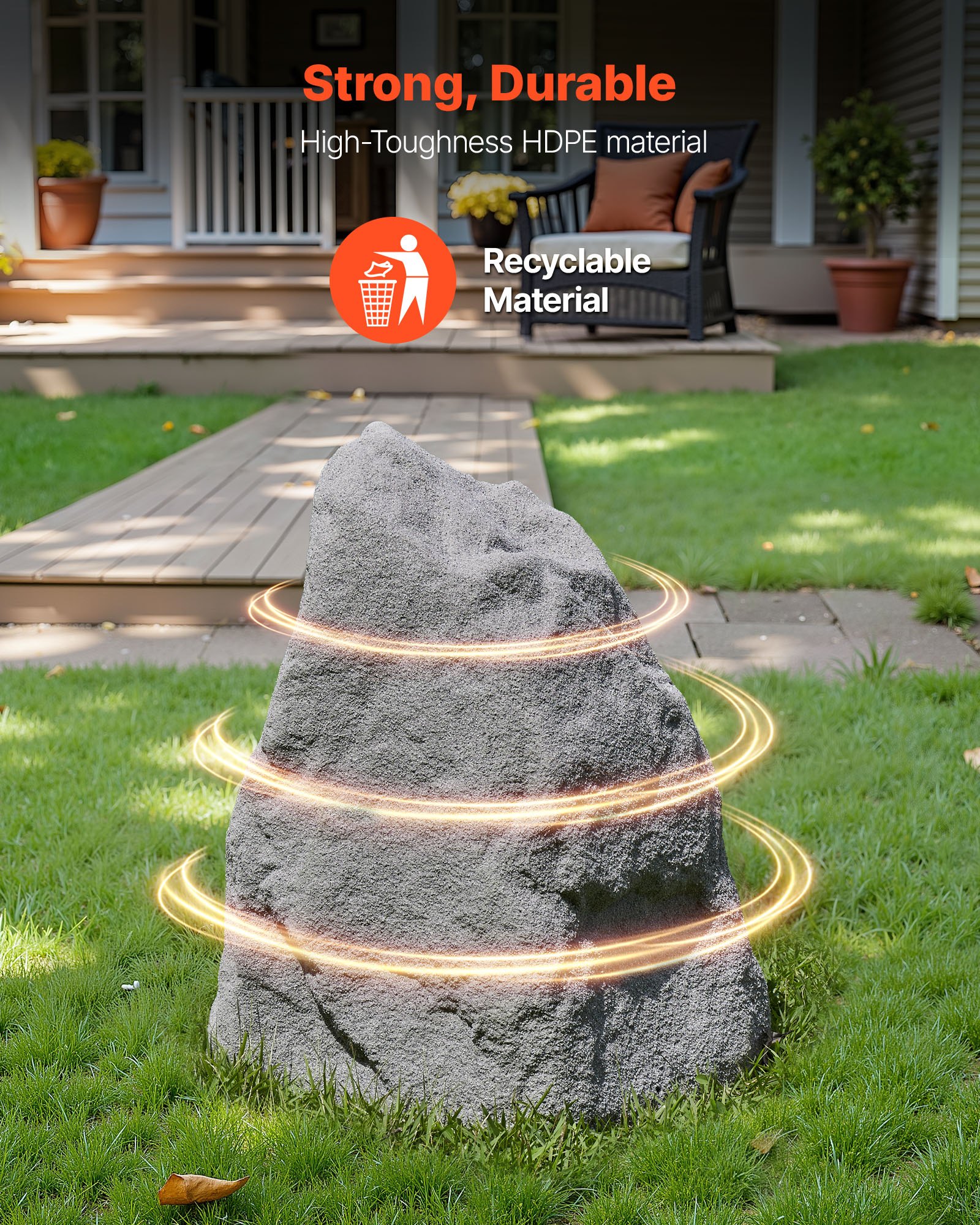 VEVOR Abdeckfelsen, Kunststeinabdeckung für den Außenbereich, realistisches Aussehen & nahtloses Design, leichter & wetterbeständiger Kunstfelsen für die Garten- & Hofdekoration, grau, Gr. M