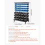 VEVOR Fahrregal mit Stapelboxen Set, Mobiler Werkzeugorganizer mit 7 Ebenen & 94 Sortimentskästen für Kleinteile in zwei Größen, 900x500x1245mm, doppelseitig, für Werkstatt, Garage, Lager & Büro