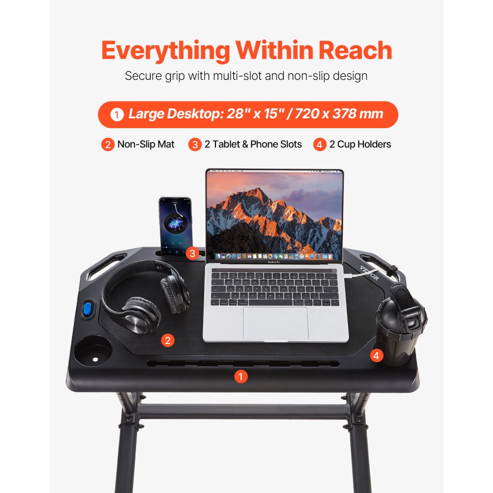 VEVOR Fahrradtisch stationärer faltbarer verstellbarer Fahrradtrainer- und Laufbandtisch mit feststellbaren Rädern, rutschfester Fitnesstisch mit mehreren Steckplätzen für Fahrradtrainer und Lenker