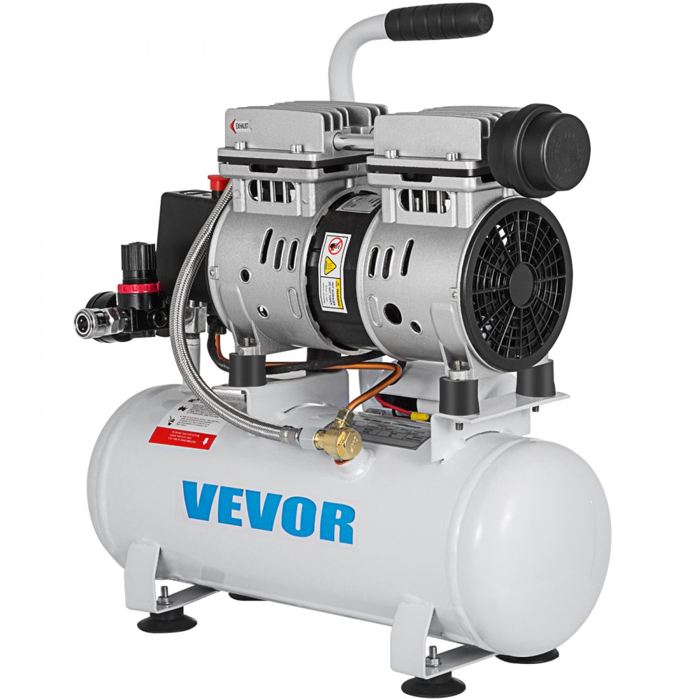 VEVR 9L Leiser Kompressor Druckluft 550W Druckluftkompressor  Flüsterkompressor Luftabgabe Extra Ölfreier Luftkompressor mit Kupferrohr