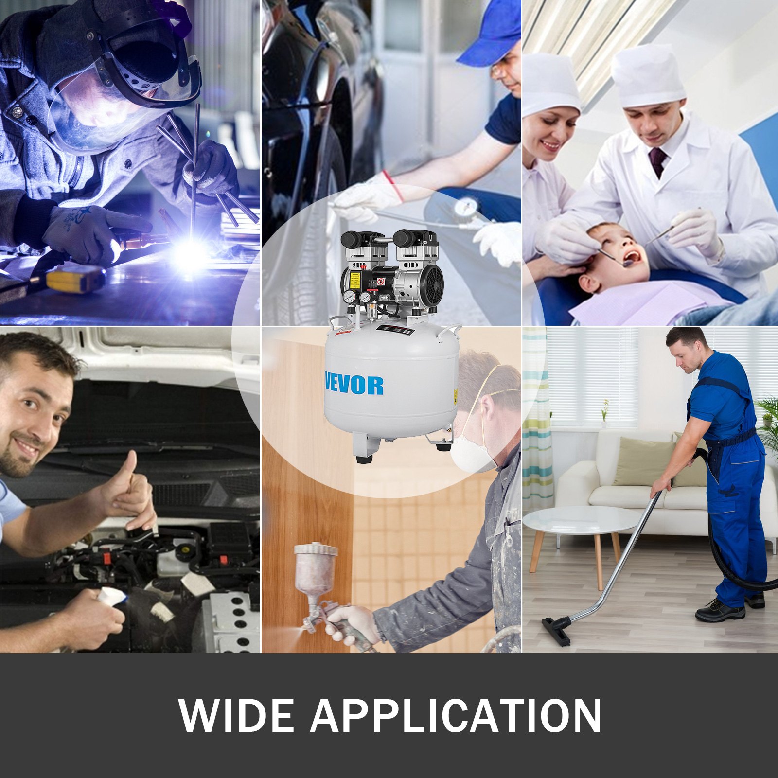 Flüster Kompressor ölfrei Luftkompressor 45l Wärmeableitung Elektromagnetventil