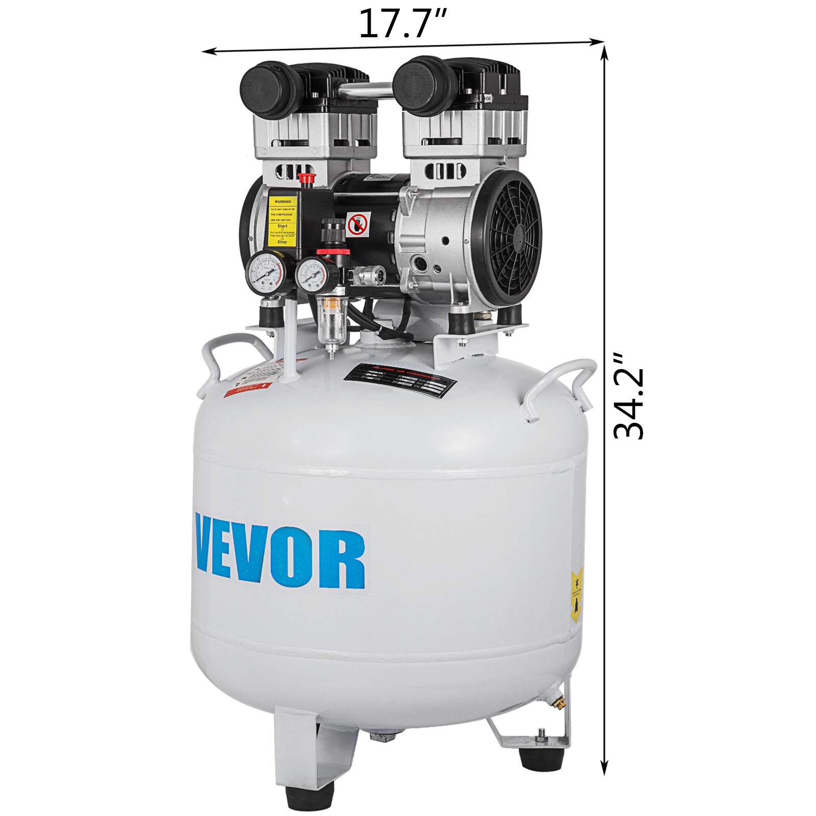 Flüster Kompressor ölfrei Luftkompressor 45l Wärmeableitung Elektromagnetventil