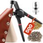 VEVOR Ösen Werkzeugset 500 Stk. 12 mm Metallösen in Gold und Silber, Ösenset mit manueller Ösenpresse & Locher & Block, Lochstanze Lochzange Locher für Leder Plane Schuhe Basteln Stoff Gürtel