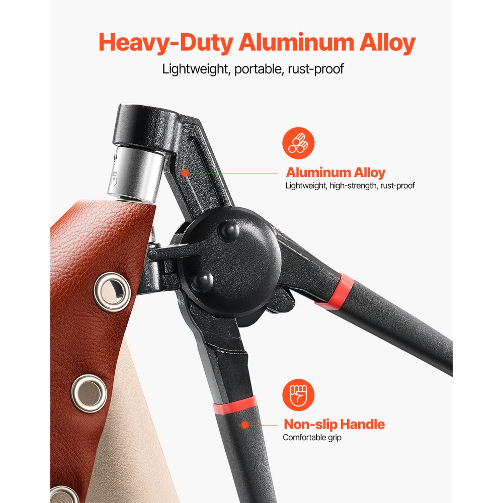 VEVOR Ösen Werkzeugset 900 Stk. 6 / 10 / 12 mm Metallösen, Ösenset mit manueller Ösenpresse & Locher & Block, Lochstanze Lochzange Locher für Leder Plane Schuhe Basteln Stoff Gürtel