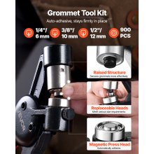 VEVOR Ösen Werkzeugset 900 Stk. 6 / 10 / 12 mm Metallösen, Ösenset mit manueller Ösenpresse & Locher & Block, Lochstanze Lochzange Locher für Leder Plane Schuhe Basteln Stoff Gürtel