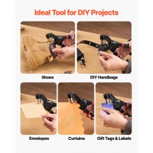 VEVOR Ösen Werkzeugset 900 Stk. 6 / 10 / 12 mm Metallösen, Ösenset mit manueller Ösenpresse & Locher & Block, Lochstanze Lochzange Locher für Leder Plane Schuhe Basteln Stoff Gürtel