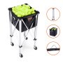 VEVOR Tennisballbehälter gefüllt mit Tennisbällen, zusammenklappbares Design, drei zusätzliche Produktansichten.