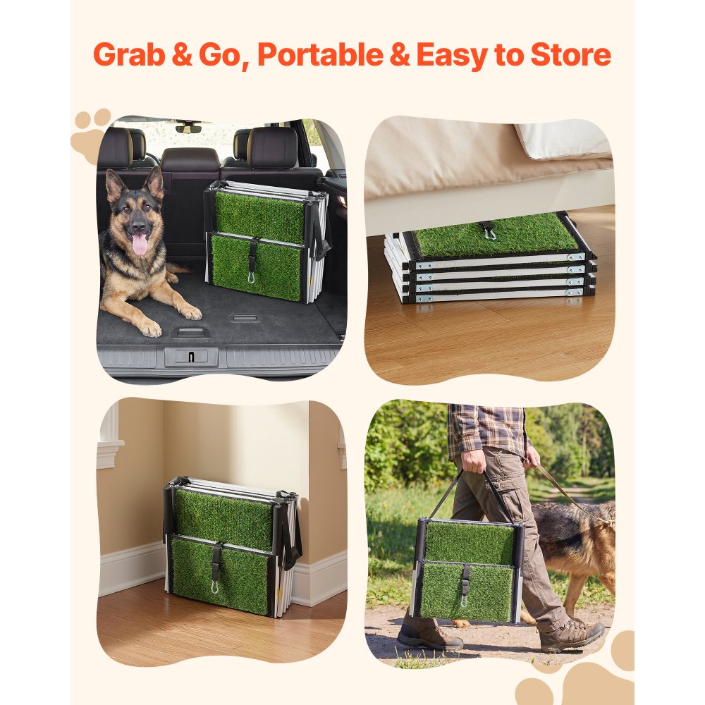 VEVOR Dog Stairs for Car, 4 Steps Extra Wide Foldable Dog Ramp for Large Dogs with Non-Slip Surface, Portable Lightweight Pet Stairs Ladder for Car, SUV, Truck, High Bed, Sofa, Support up to 91 kg