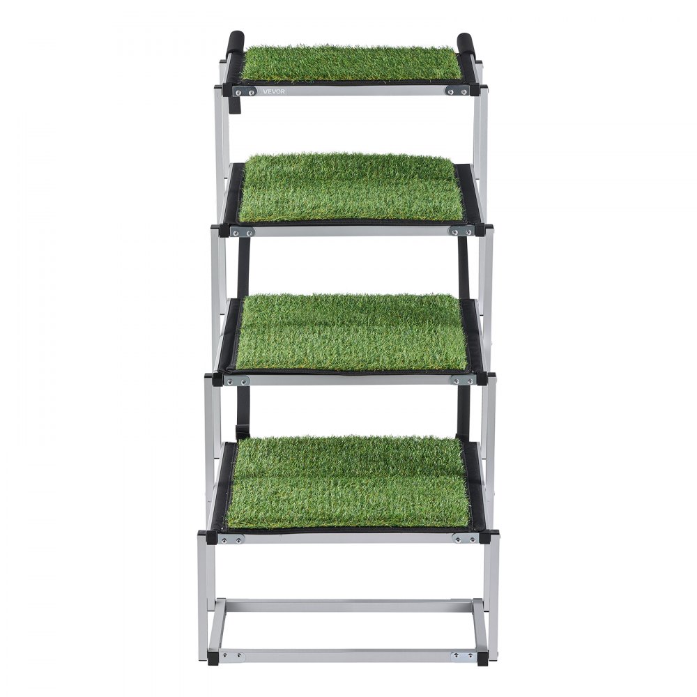 VEVOR Dog Stairs for Car, 4 Steps Extra Wide Foldable Dog Ramp for Large Dogs with Non-Slip Surface, Portable Lightweight Pet Stairs Ladder for Car, SUV, Truck, High Bed, Sofa, Support up to 91 kg