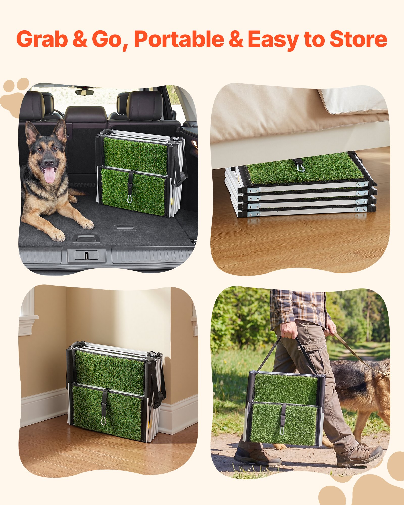 VEVOR Dog Stairs for Car, 4 Steps Extra Wide Foldable Dog Ramp for Large Dogs with Non-Slip Surface, Portable Lightweight Pet Stairs Ladder for Car, SUV, Truck, High Bed, Sofa, Support up to 91 kg