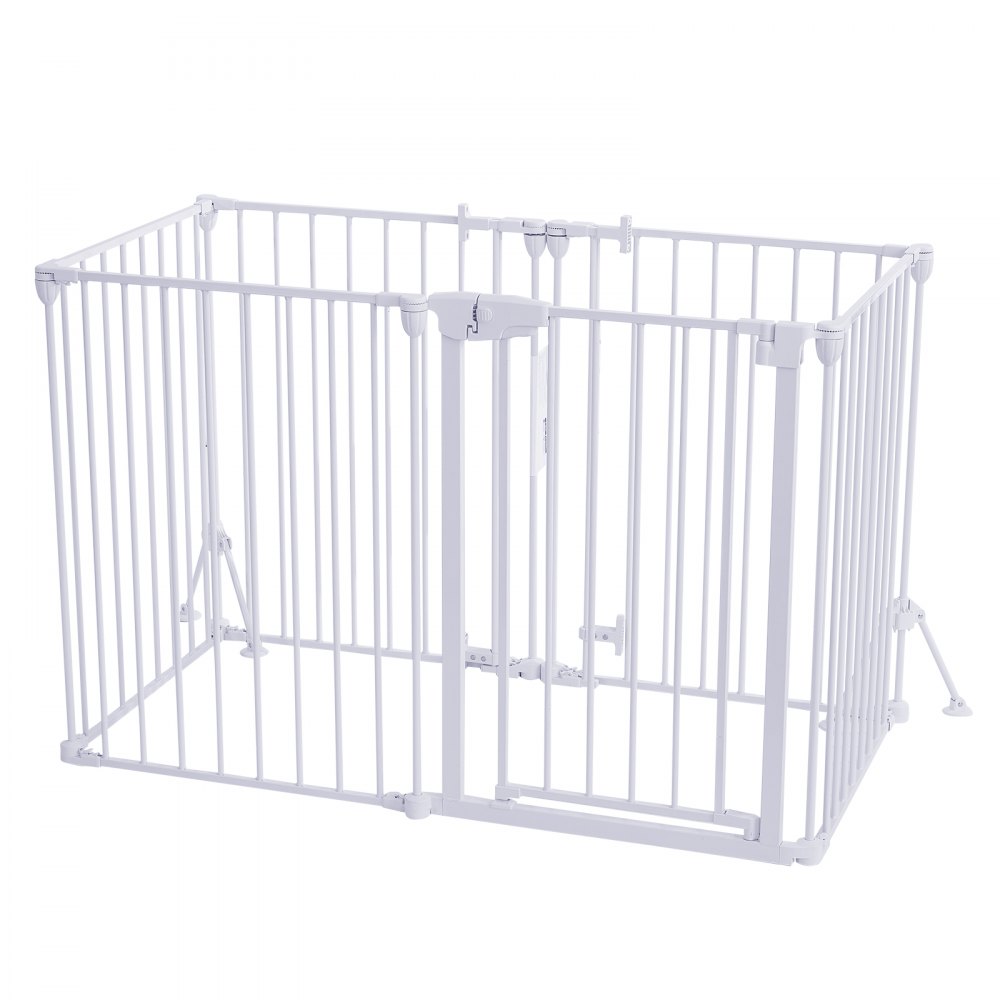 VEVOR Kaminschutzgitter Absperrgitter ohne Bohren 813 mm 6-tlg. Metall Weiß, Ofenschutzgitter für Hunde, Doppel-Dreieck-Stütze, Metallkonstruktion, Freistehend oder zur Wandmontage, Flexible Formen