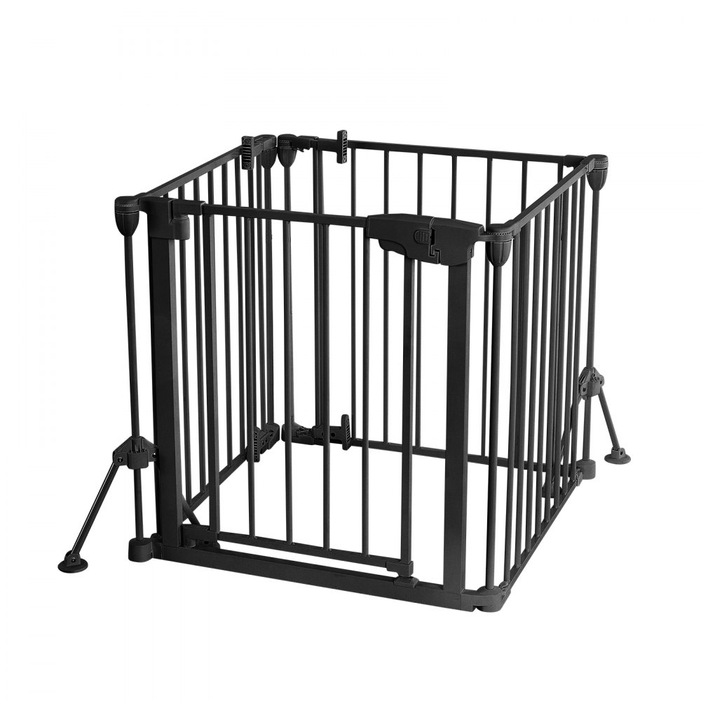 VEVOR Kaminschutzgitter Absperrgitter ohne Bohren 622 mm 4-tlg. Schwarz, Ofenschutzgitter für Hunde, Doppel-Dreieck-Stütze, Metallkonstruktion, Freistehend oder zur Wandmontage, Flexible Formen
