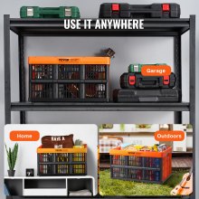 VEVOR 3er-Set 45L Profi Klappbox aus PP Transportbox Faltbarer Aufbewahrungsbox mit Handgriff Stapelbare Kisten Storage Box Faltboxen Stapelboxen für Aufbewahrung & Transport Orange