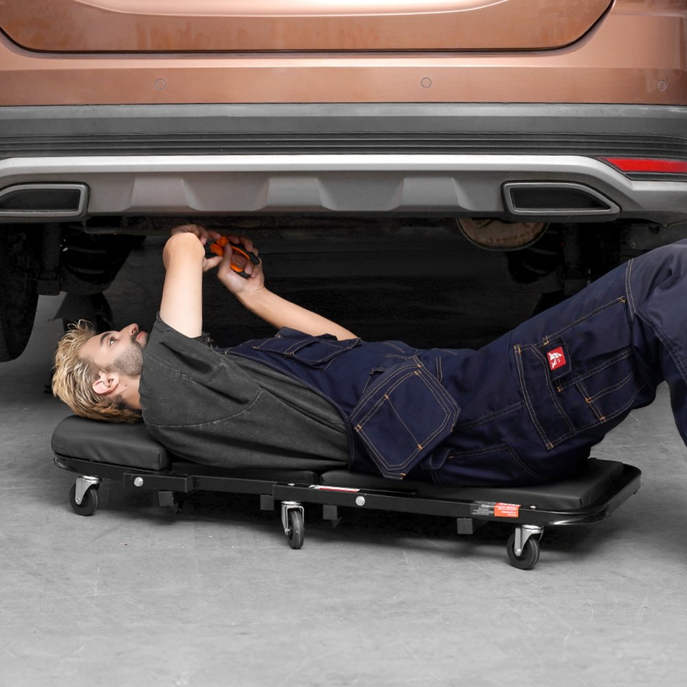 VEVOR Workshop Creeper Assembly Creeper Workshop Stool 2 in 1 Assembly Ladder 1016 mm long, Rolling Foldable Mechanic's Wheelchair with 6 Universal Wheels and Padded Seat, for the Garage