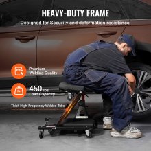 VEVOR Werkstatt Rollbrett Montagerollbrett Werkstatthocker 2 in 1 Montageliege 1016 mm lang, rollender zusammenklappbarer Mechanikerrollstuhl mit 6 Universalrädern gepolstertem Sitz, für die Garage