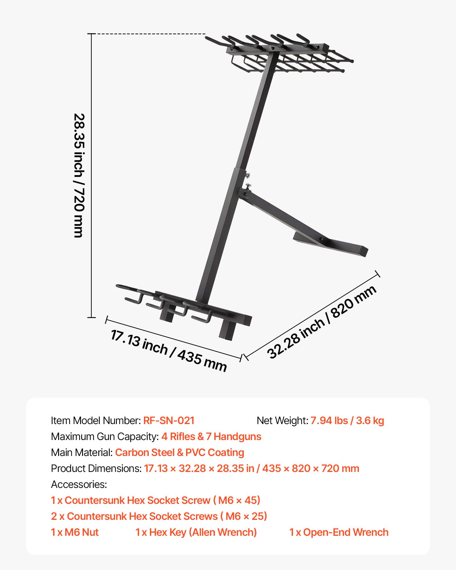 VEVOR Klappbarer Gewehrständer für 4 Gewehre (Schrotflinten) & 7 Pistolen, Freistehender Waffenhalter zur Waffenaufbewahrung aus Kohlenstoffstahl, Präsentationsständer für Schießstände Jagdstände