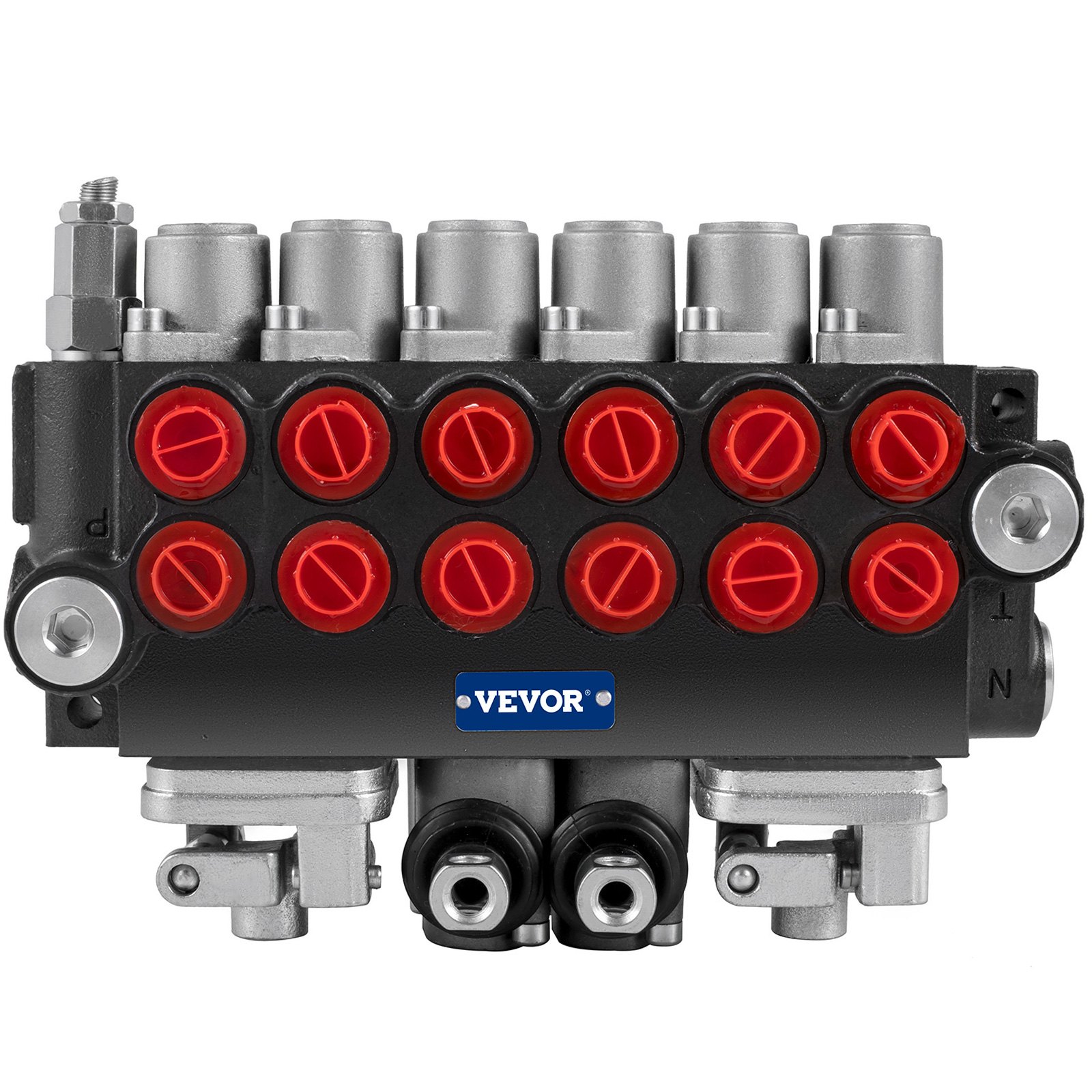 VEVOR Hydraulisches Wegeventil, 6-Spulen-Hydraulikschieberventil, 11 GPM Hydraulisches Laderventil, 4500 PSI Wegeventil, Hydraulikventile und Steuerungen für Traktoren, Ladertanks