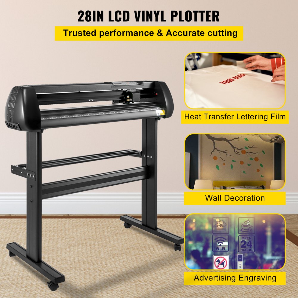 VEVOR Schneideplotter, Plottermaschine Max. 720 mm Papiervorschub, Vinyl Schneideplotter, Folienplotter, Vinyl Schneideplotter Maschine, Schnittgenauigkeit 0,01 mm, Hobby Plotter, 3 Klingen Inkl.