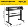 VEVOR Schneideplotter, Plottermaschine Max. 720 mm Papiervorschub, Vinyl Schneideplotter, Folienplotter, Vinyl Schneideplotter Maschine, Schnittgenauigkeit 0,01 mm, Hobby Plotter, 3 Klingen Inkl.