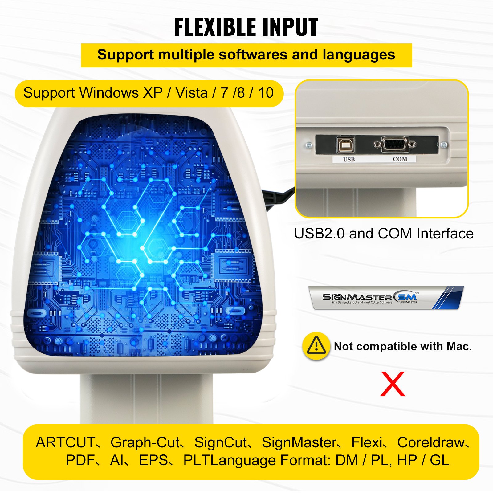 VEVOR Schneideplotter 870 mm Folienplotter Plotter Vinyl Schneideplotter mit Sign Master Plotter Folienschneider weiß