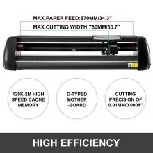 VEVOR Schneideplotter 870 mm Folienschneider Vinylschneidemaschine, Plotterschneider, Max. Schneidbreite 780 mm, Schnittdruck 500g, Geschwindigkeit 800 mm/s, Hobbyplotter Speicher 128K-2M, Signmaster