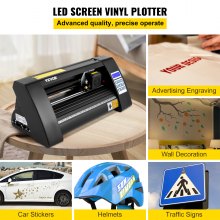 VEVOR Vinyl Schneideplotter 375 mm Folienschneider, Spannung AC 85-264 V, Hobbyplotter Halbautomatisch mit Nachschneidefunktion ±0,004 Zoll / ±0,01 mm, Signcut, COM+USB / COM+USB+U-DISK, Folienplotter