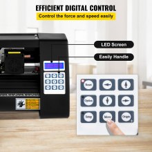 VEVOR Vinyl Schneideplotter 375 mm Folienschneider, Spannung AC 85-264 V, Hobbyplotter Halbautomatisch mit Nachschneidefunktion ±0,004 Zoll / ±0,01 mm, Signcut, COM+USB / COM+USB+U-DISK, Folienplotter