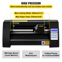 VEVOR Vinyl Schneideplotter 375 mm Folienschneider, Spannung AC 85-264 V, Hobbyplotter Halbautomatisch mit Nachschneidefunktion ±0,004 Zoll / ±0,01 mm, Signcut, COM+USB / COM+USB+U-DISK, Folienplotter