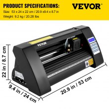 VEVOR Vinyl Schneideplotter 375 mm Folienschneider, Spannung AC 85-264 V, Hobbyplotter Halbautomatisch mit Nachschneidefunktion ±0,004 Zoll / ±0,01 mm, Signcut, COM+USB / COM+USB+U-DISK, Folienplotter