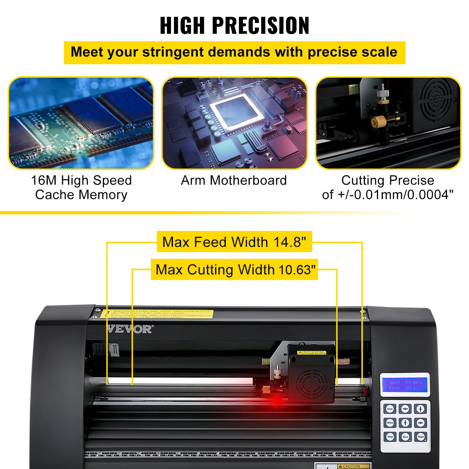 VEVOR Vinyl Cutting Plotter 375 mm, Foil Cutter Max. Cutting Width 285 mm, Plotter Machine Signmaster Software, Plotter Windows Compatible, Foil Plotter Semi-Automatic Cutting Precision ±0.001 mm