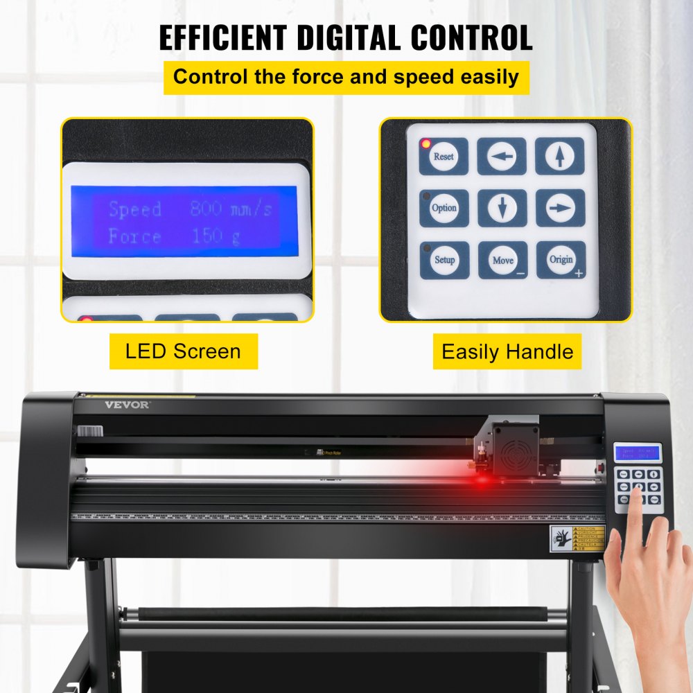 VEVOR Vinyl Schneideplotter 870 mm Folienschneider Leistung 95 W Spannung AC 85-264 V, Plottermaschine Halbautomatisch mit Ständer, Signmaster-Software, Aluminiumlegierung, ARM, DMPL / HPGL, Windows