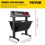 VEVOR Vinyl Schneideplotter 870 mm Folienschneider Leistung 95 W Spannung AC 85-264 V, Plottermaschine Halbautomatisch mit Ständer, Signmaster-Software, Aluminiumlegierung, ARM, DMPL / HPGL, Windows
