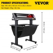 VEVOR Vinyl Schneideplotter 870 mm Folienschneider Leistung 95 W Spannung AC 85-264 V, Plottermaschine Halbautomatisch mit Ständer, Signmaster-Software, Aluminiumlegierung, ARM, DMPL / HPGL, Windows