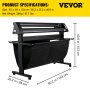 VEVOR Vinyl Cutting Plotter, Max. Paper Feed 1350 mm, Foil Cutter, Max. Cutting Width 1260 mm, Plotter Cutting Speed ​​800 mm/s, Semi-automatic, Signmaster, Windows compatible, LCD display