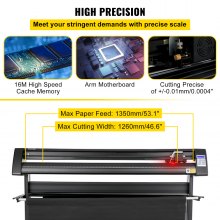 VEVOR Vinyl Schneideplotter Max. Papiereinzug 1350 mm, Folienschneider Max. Schnittbreite 1260 mm, Plotter Schnittgeschwindigkeit 800 mm/s, Halbautomatisch, Signmaster, Windoskompatibel, LCD-Anzeige