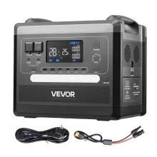 VEVOR Tragbare Powerstation, 2400W 2160Wh Solargenerator mit 10 Ausgängen und einstellbarer Eingangsleistung, erweiterbarer LiFePO4-Akku für Zuhause, Camping und Wohnmobil (Solarpanel NICHT enthalten)