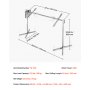 VEVOR Lammgrill 38 W 60 kg 1321 mm Drehspieß Spanferkelgrill Edelstahl für Gartenpartys, Hochzeiten, Camping und Feste, 3 U/min mit 8 Höhenstufen, 1740 x 535 x 860 mm, SUS304-Gabel, 45°-Standfuß